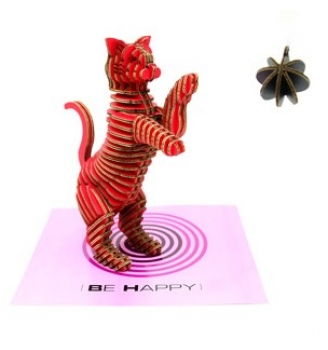 Tenon Art Be Happy Cat (Red, not assemble)